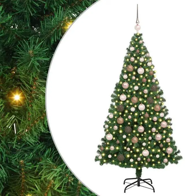 Alt view image 2 of 7 - vidaXL Artificial Christmas Tree Green 70.9" PVC and Steel and Plastic