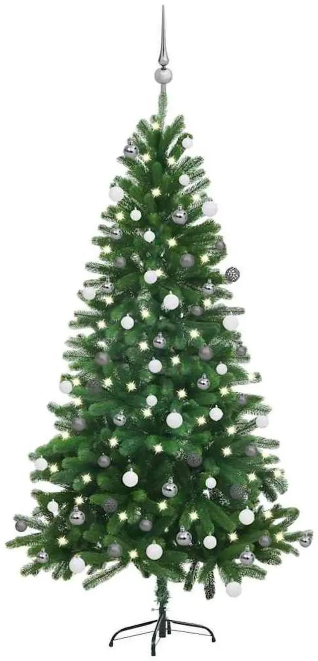 Alt view image 6 of 7 - vidaXL Artificial Pre-lit Christmas Tree with Ball Set Xmas Decoration Green