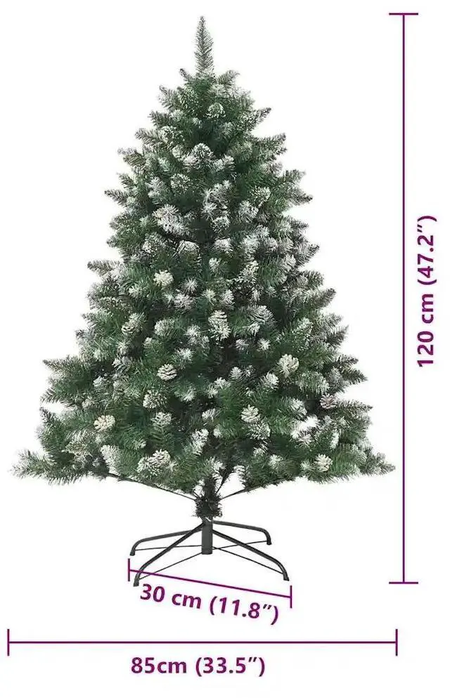 Alt view image 4 of 7 - vidaXL Artificial Christmas Tree with 150 LEDs Green 85 x 85 x 120 cm