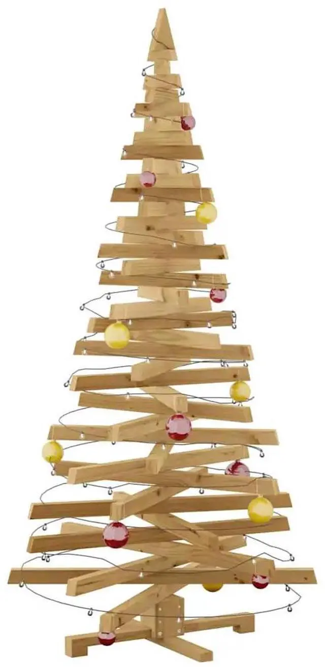 Alt view image 3 of 7 - vidaXL Christmas Trees with Stand Brown 70.9" Solid pine wood