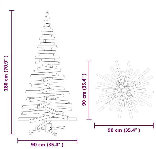 Alt view image 4 of 7 - vidaXL Christmas Trees with Stand Brown 70.9" Solid pine wood