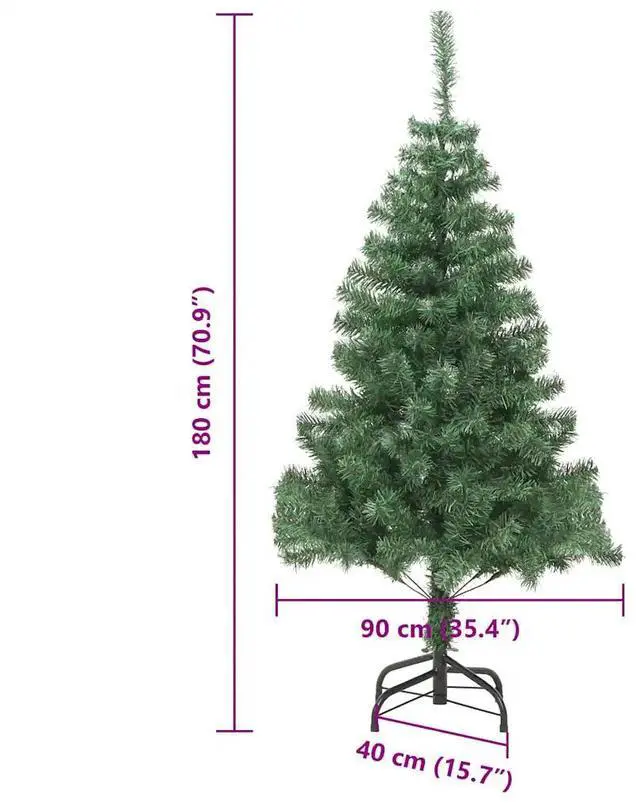 Alt view image 4 of 7 - vidaXL Christmas Tree with 300 LEDs with Stand Green 70.9" PVC