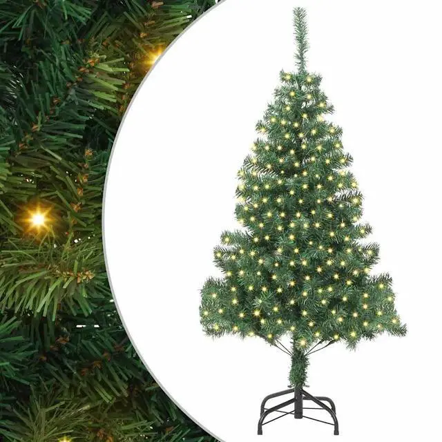 Alt view image 2 of 7 - vidaXL Christmas Tree with 300 LEDs with Stand Green 70.9" PVC