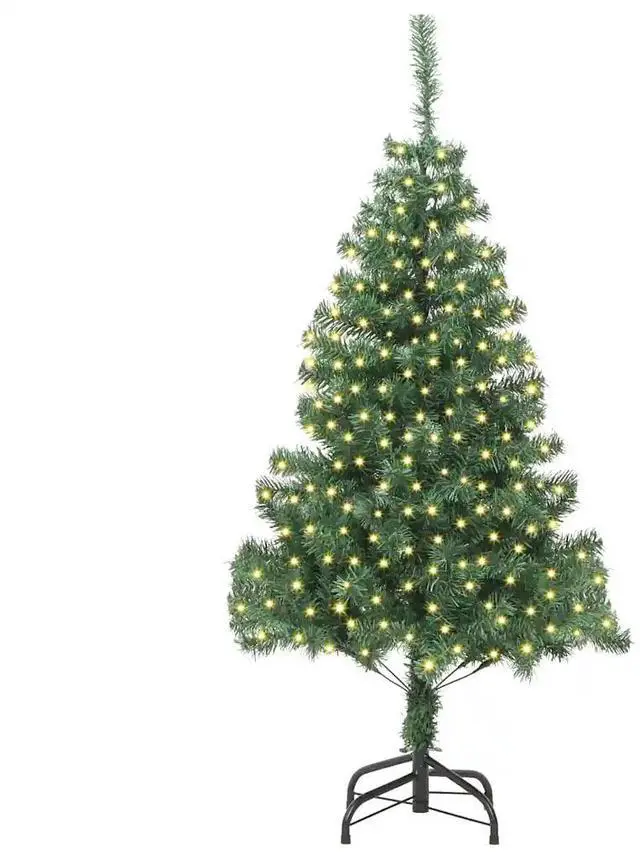 Alt view image 3 of 7 - vidaXL Christmas Tree with 300 LEDs with Stand Green 70.9" PVC