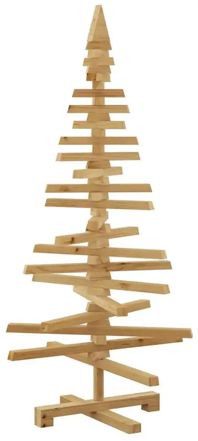Alt view image 2 of 8 - vidaXL Wooden Christmas Tree with Stand Brown 47.2" Solid pine wood