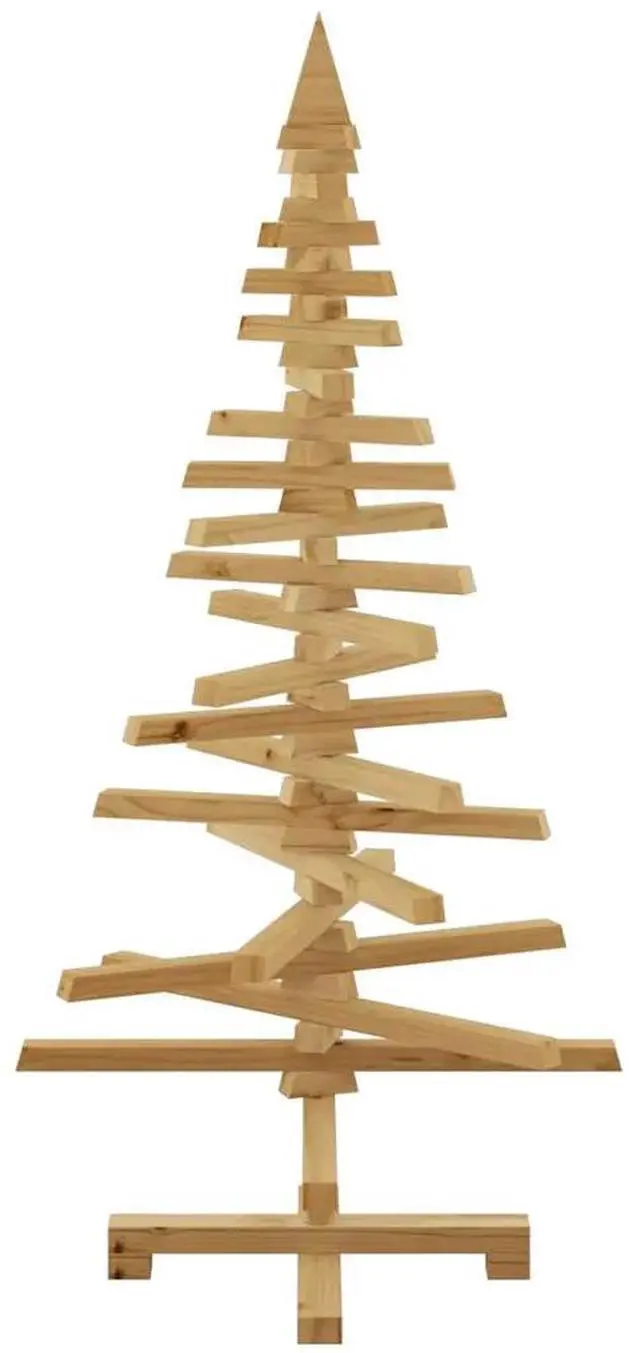 Alt view image 7 of 8 - vidaXL Wooden Christmas Tree with Stand Brown 47.2" Solid pine wood