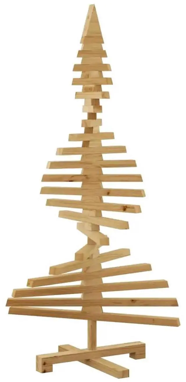 Alt view image 6 of 8 - vidaXL Wooden Christmas Tree with Stand Brown 47.2" Solid pine wood