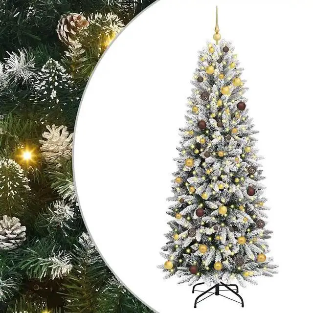 Alt view image 2 of 7 - vidaXL Artificial Christmas Tree with 300 LEDs White 78 x 78 x 210 cm