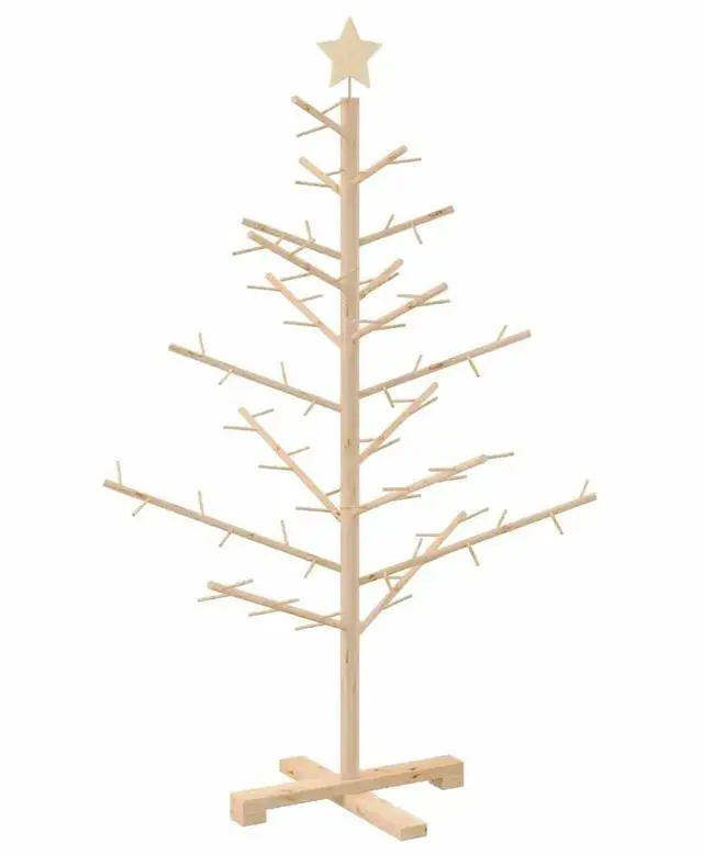 Alt view image 2 of 7 - vidaXL Wooden Christmas Tree with Stand Natural 49.2" Solid pine wood
