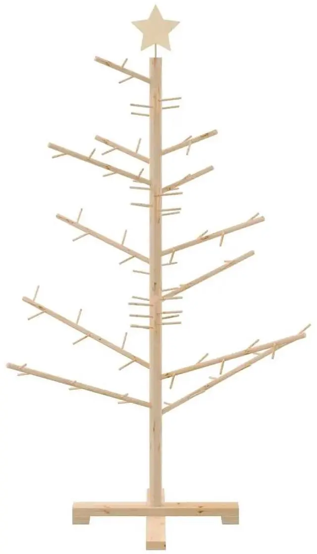 Alt view image 5 of 7 - vidaXL Wooden Christmas Tree with Stand Natural 49.2" Solid pine wood