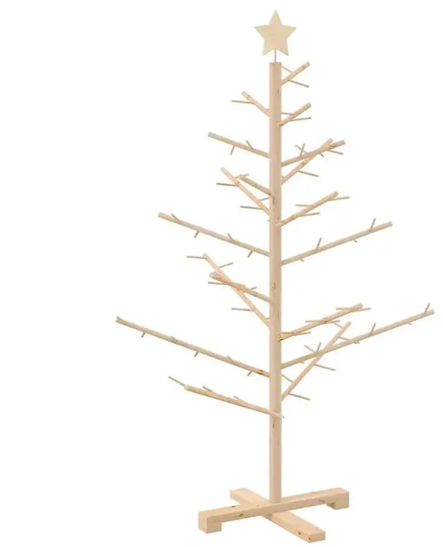 Alt view image 7 of 7 - vidaXL Wooden Christmas Tree with Stand Natural 49.2" Solid pine wood