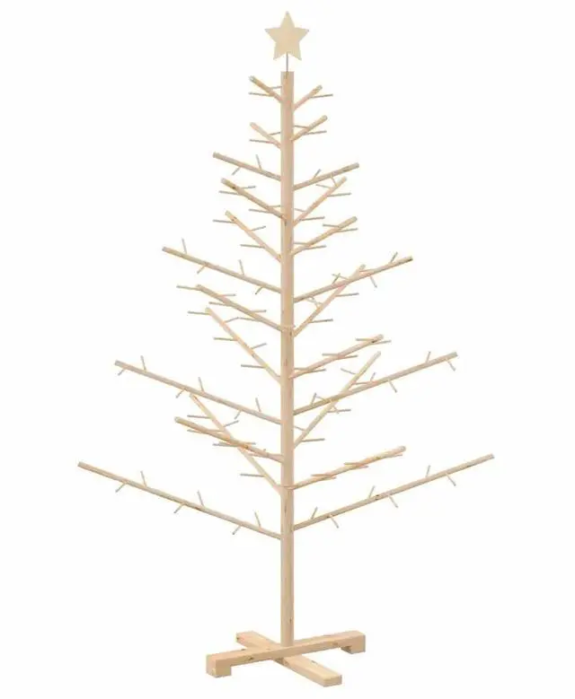 Alt view image 2 of 7 - vidaXL Wooden Christmas Tree with Stand Natural 59.1" Solid pine wood