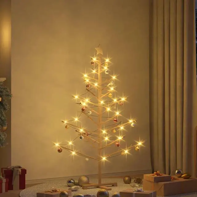 Main image of vidaXL Wooden Christmas Tree with Stand Natural 59.1" Solid pine wood