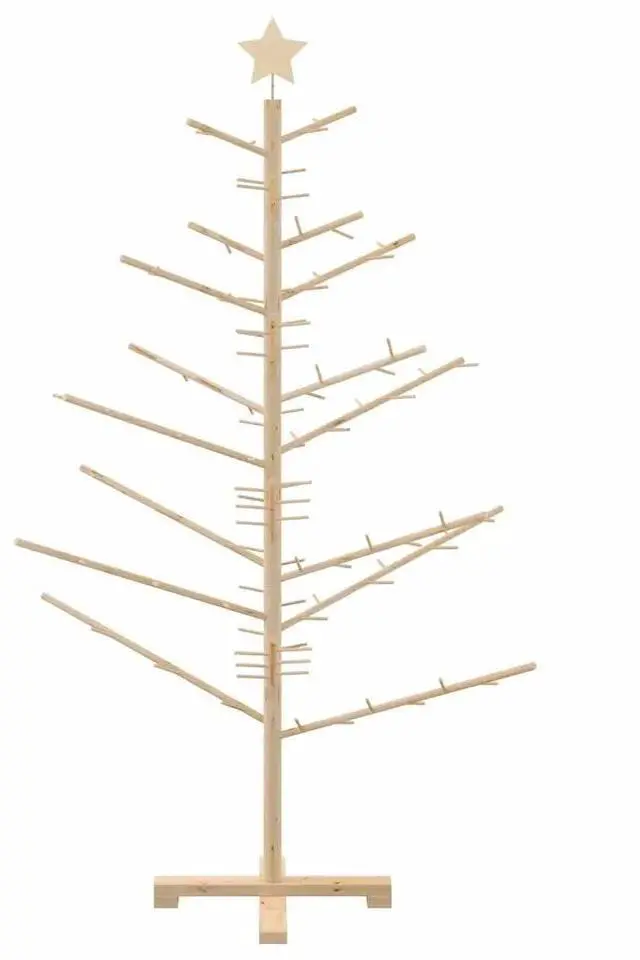 Alt view image 5 of 7 - vidaXL Wooden Christmas Tree with Stand Natural 59.1" Solid pine wood