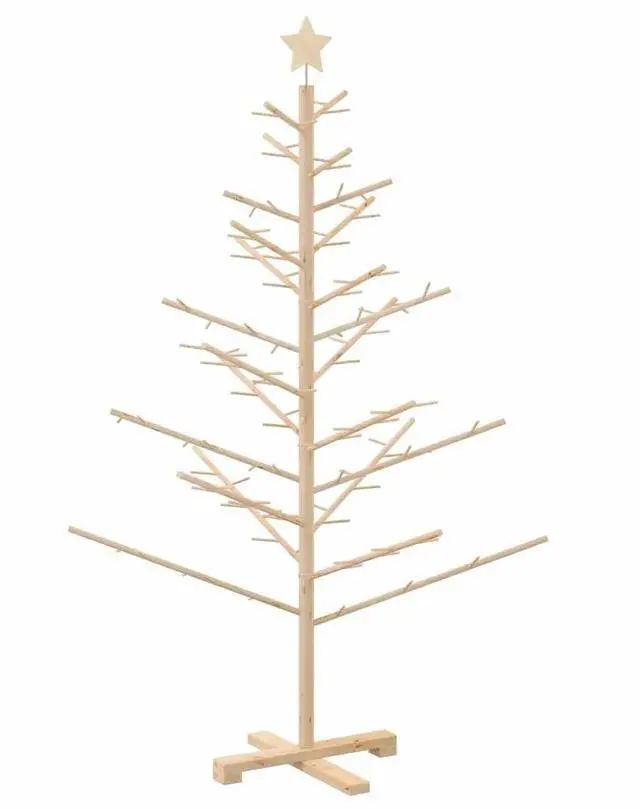 Alt view image 7 of 7 - vidaXL Wooden Christmas Tree with Stand Natural 59.1" Solid pine wood