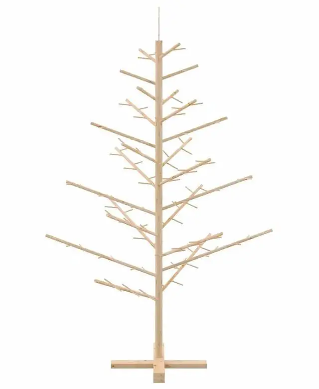 Alt view image 6 of 7 - vidaXL Wooden Christmas Tree with Stand Natural 59.1" Solid pine wood