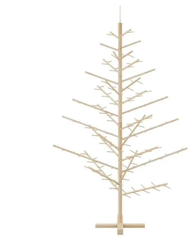 Alt view image 6 of 7 - vidaXL Wooden Christmas Tree with Stand Natural 70.9" Solid pine wood