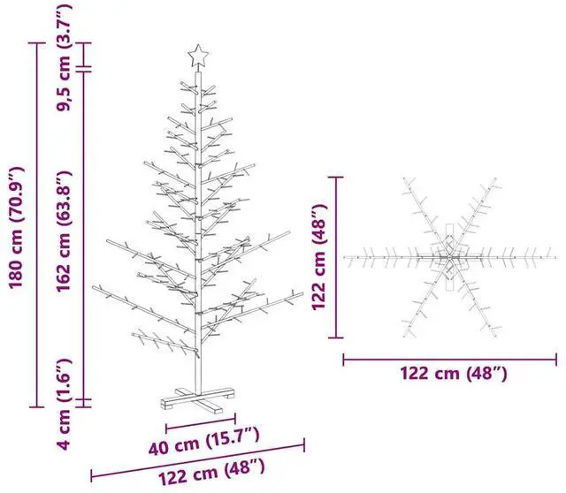 Alt view image 4 of 7 - vidaXL Wooden Christmas Tree with Stand Natural 70.9" Solid pine wood