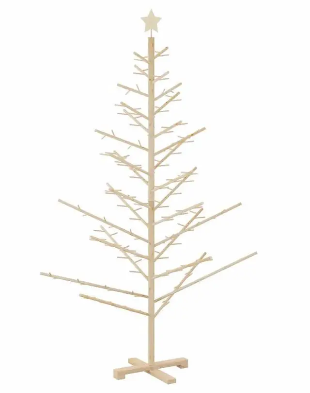 Alt view image 7 of 7 - vidaXL Wooden Christmas Tree with Stand Natural 70.9" Solid pine wood