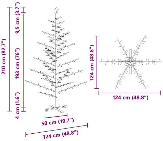 Alt view image 4 of 7 - vidaXL Wooden Christmas Tree with Stand Natural 82.7" Solid pine wood