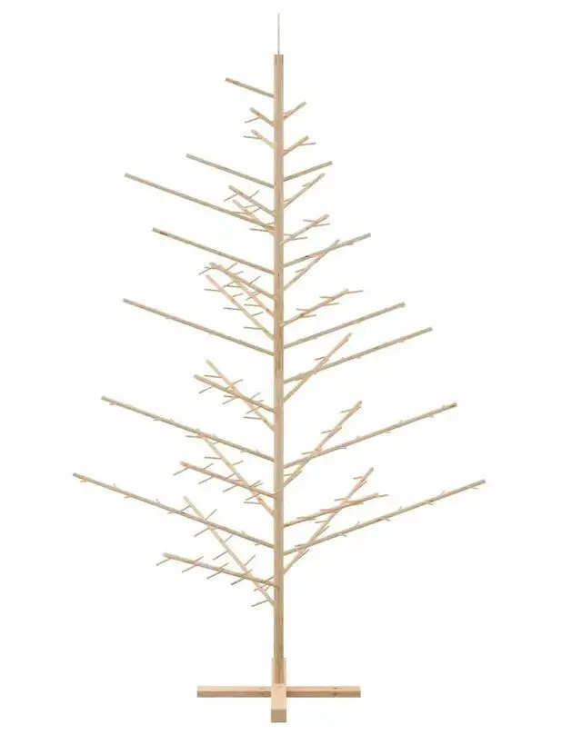 Alt view image 6 of 7 - vidaXL Wooden Christmas Tree with Stand Natural 82.7" Solid pine wood