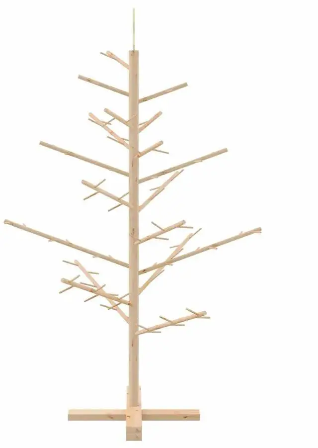 Alt view image 6 of 7 - vidaXL Wooden Christmas Tree with Stand Natural 49.2" Solid pine wood