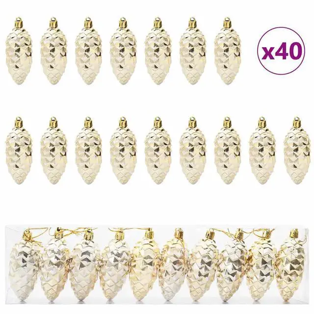 Alt view image 2 of 5 - vidaXL Christmas Pine Cone Ball 40 pcs Gold Plastic