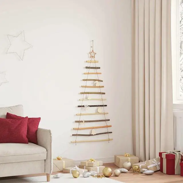 Alt view image 3 of 7 - vidaXL Christmas Tree with 50 LEDs Natural 47.2" Solid Ash wood