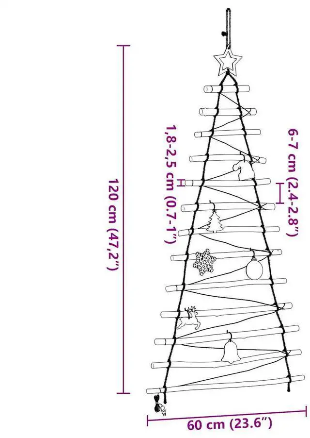 Alt view image 4 of 7 - vidaXL Christmas Tree with 50 LEDs Natural 47.2" Solid Ash wood
