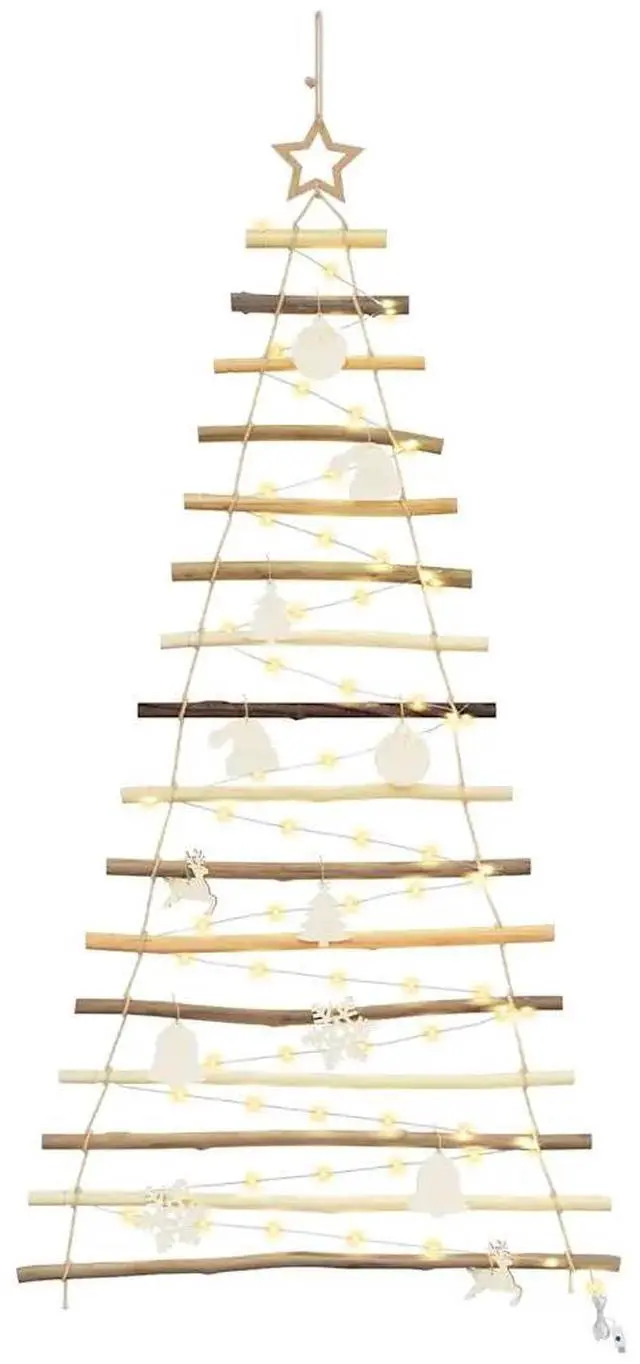 Alt view image 2 of 7 - vidaXL Christmas Tree with 50 LEDs Natural 47.2" Solid Ash wood