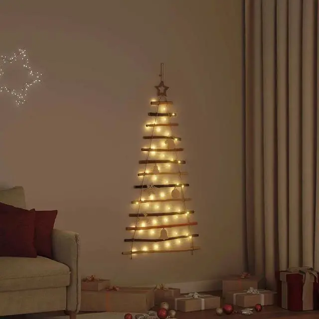 Main image of vidaXL Christmas Tree with 50 LEDs Natural 47.2" Solid Ash wood
