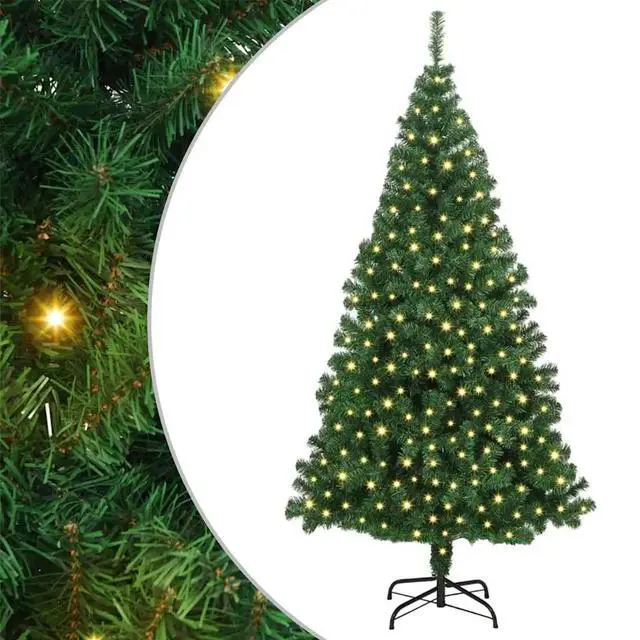 Alt view image 2 of 7 - vidaXL Artificial Christmas Tree Green 70.9" PVC and Steel and Plastic