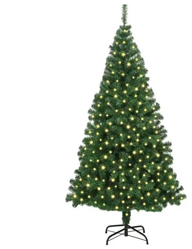 Alt view image 3 of 7 - vidaXL Artificial Christmas Tree Green 70.9" PVC and Steel and Plastic