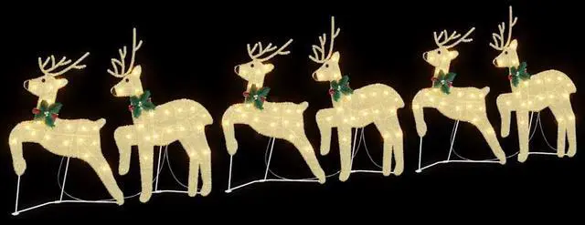 Alt view image 5 of 7 - vidaXL LED Reindeers 6 pcs Gold fabric