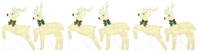 Alt view image 6 of 7 - vidaXL LED Reindeers 6 pcs Gold fabric