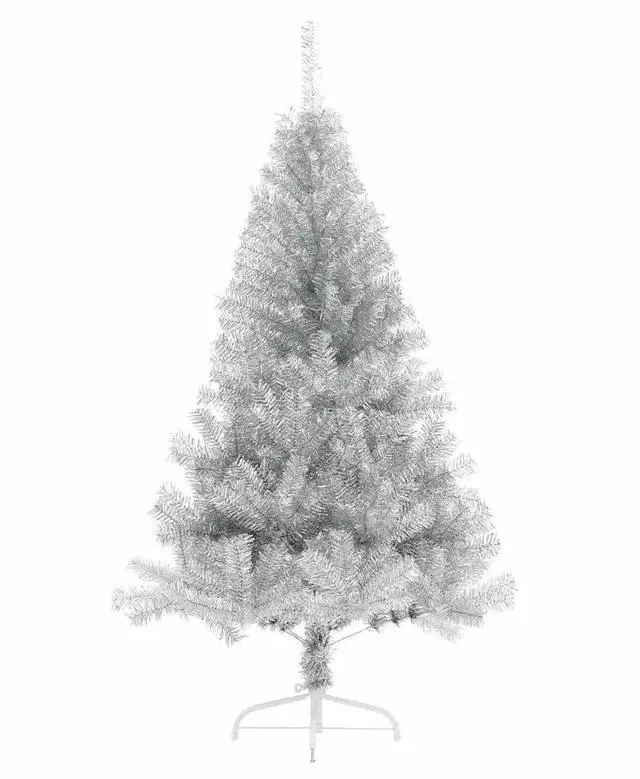 Alt view image 5 of 7 - vidaXL Artificial Pre-lit Christmas Tree Silver 59.1" PET
