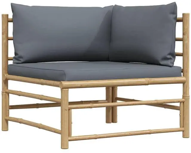 Main image of vidaXL Patio Corner Sofa Sectional Sofa with Cushions Modular Seat Bamboo