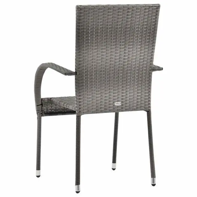 Alt view image 6 of 7 - vidaXL Stackable Patio Chairs 2 pcs Outdoor Patio Dining Chair Poly Rattan Gray