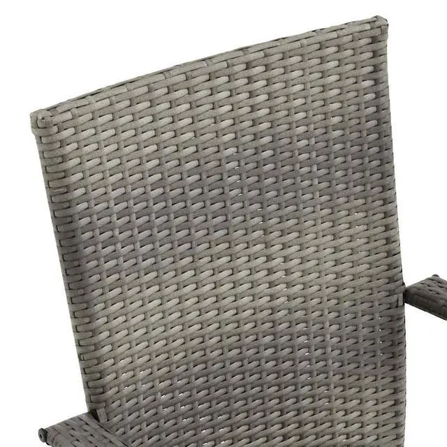 Alt view image 7 of 7 - vidaXL Stackable Patio Chairs 2 pcs Outdoor Patio Dining Chair Poly Rattan Gray