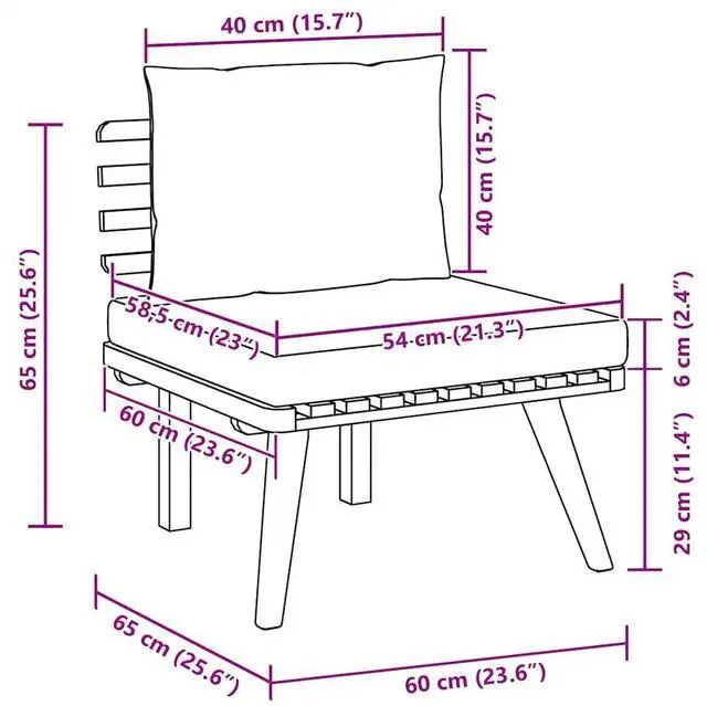 Alt view image 4 of 7 - vidaXL Patio Chair Outdoor Chair with Cushions for Garden Solid Acacia Wood
