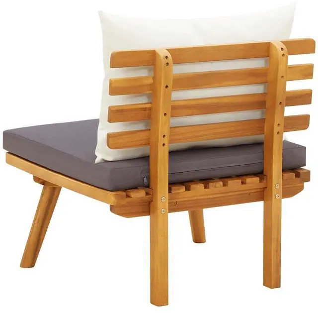 Alt view image 6 of 7 - vidaXL Patio Chair Outdoor Chair with Cushions for Garden Solid Acacia Wood