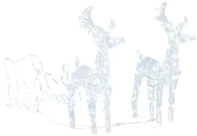 Alt view image 2 of 7 - vidaXL Reindeers & Sleigh Christmas Decoration 160 LEDs 51.2" Acrylic