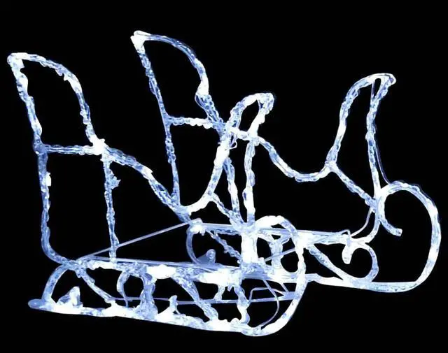 Alt view image 6 of 7 - vidaXL Reindeers & Sleigh Christmas Decoration 160 LEDs 51.2" Acrylic