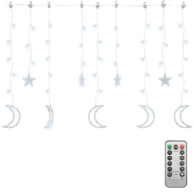 Alt view image 2 of 7 - vidaXL Star and Moon Fairy Lights Remote Control 138 LED Cold White