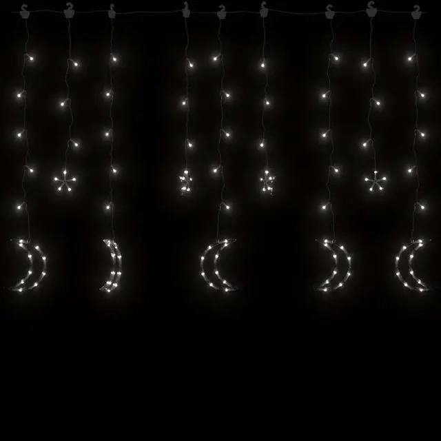 Alt view image 3 of 7 - vidaXL Star and Moon Fairy Lights Remote Control 138 LED Cold White