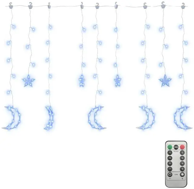 Alt view image 2 of 7 - vidaXL Star and Moon Fairy Lights Remote Control 138 LED Blue