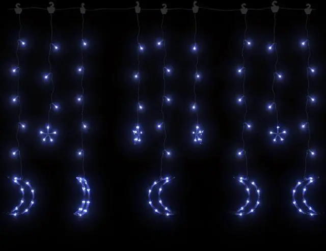 Alt view image 3 of 7 - vidaXL Star and Moon Fairy Lights Remote Control 138 LED Blue