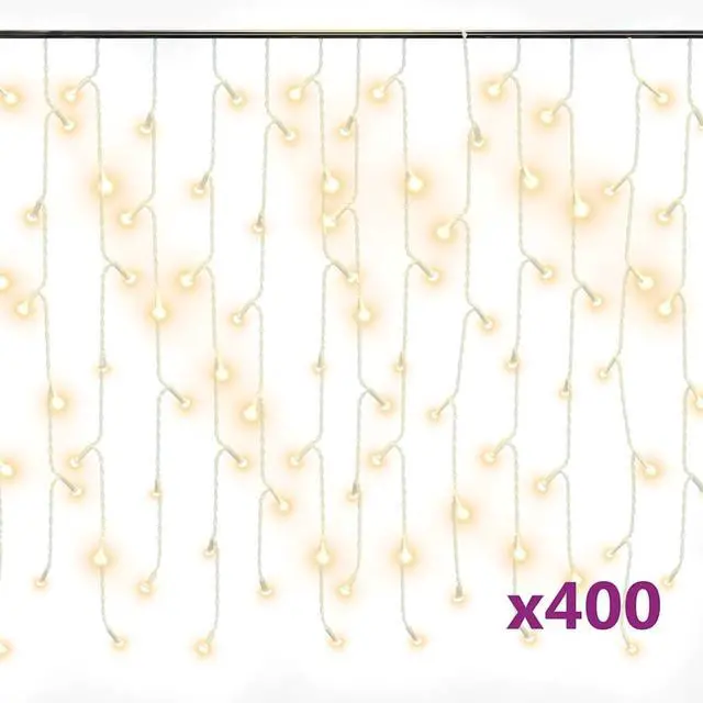 Alt view image 2 of 7 - vidaXL Christmas Lighting LED Curtain Icicle Lights Hanging Lights Warm White