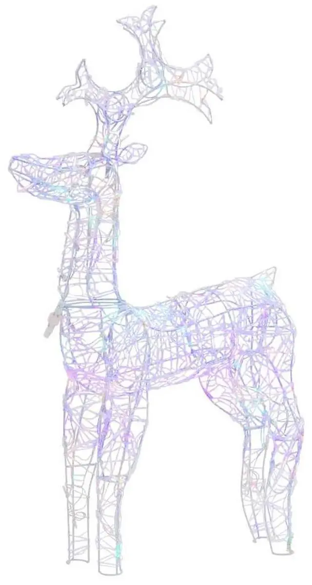 Alt view image 2 of 7 - vidaXL Reindeer Christmas Decoration 90 LEDs 23.6"x6.3"x39.4" Acrylic