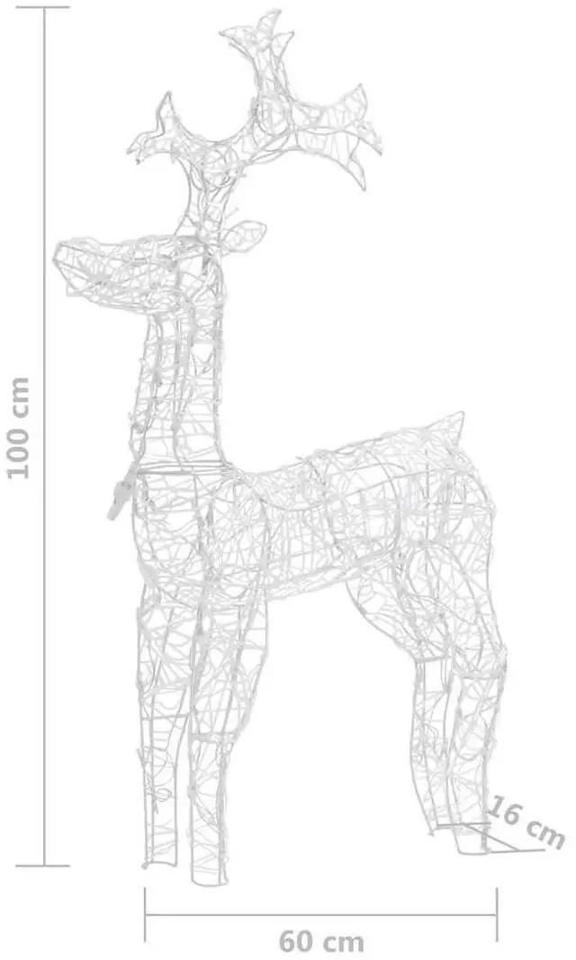 Alt view image 7 of 7 - vidaXL Reindeer Christmas Decoration 90 LEDs 23.6"x6.3"x39.4" Acrylic